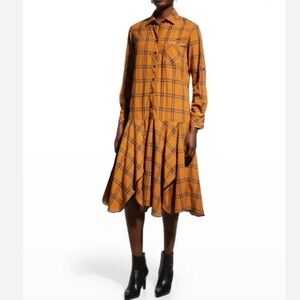 Finley Becca Crinkled Plaid Vicuna Shirtdress Size Large